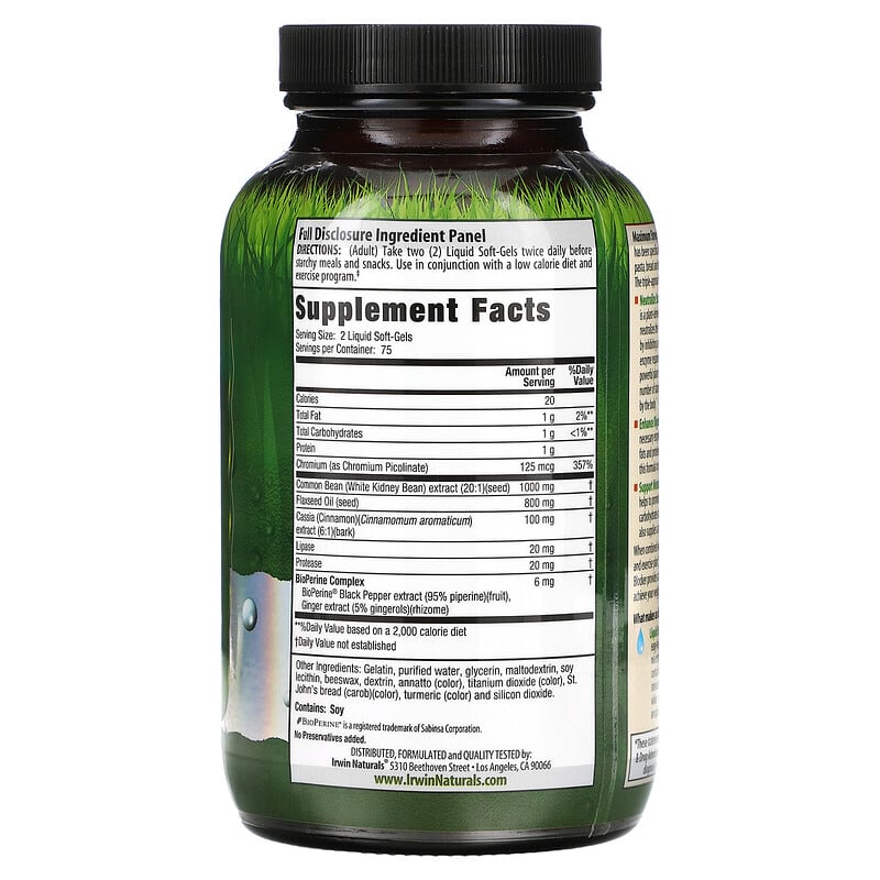 Irwin Naturals Maximum Strength 3-in-1 Carb Blocker  150 sgels