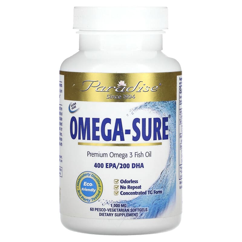 Paradise Herbs Omega Sure Omega-3 Concentrate (1000mg)  60 sgels