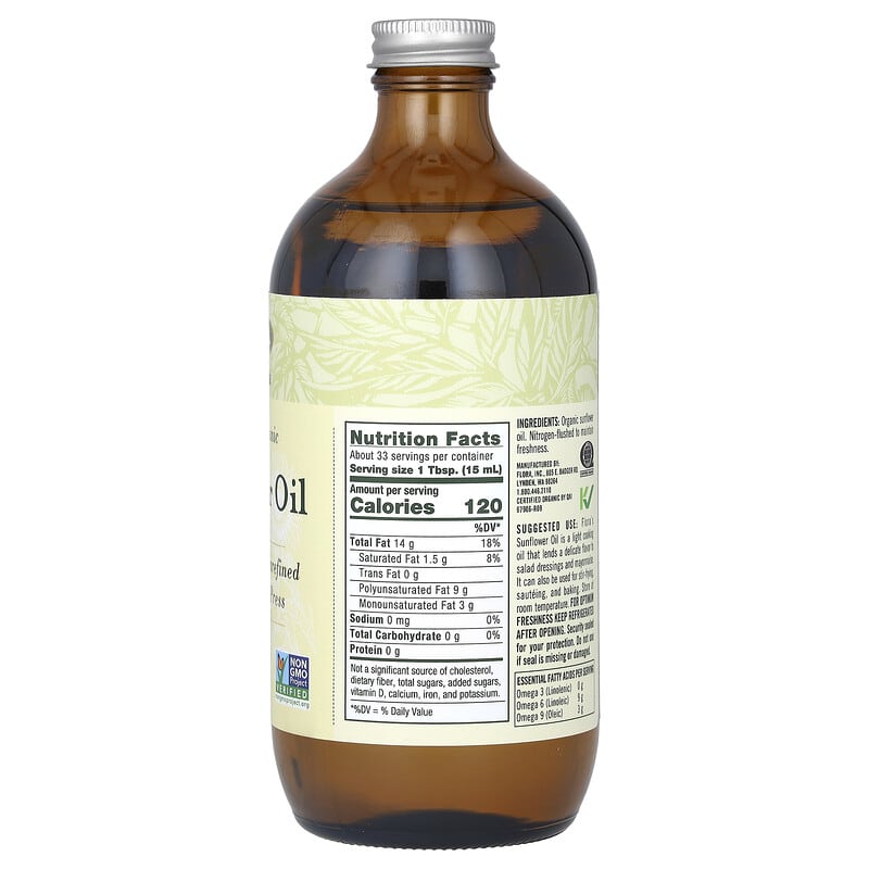 Flora Certified Organic Sunflower Oil  17 fl.oz
