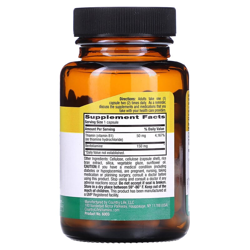 Country Life Benfotiamine with Coenzyme B1  60 vcaps
