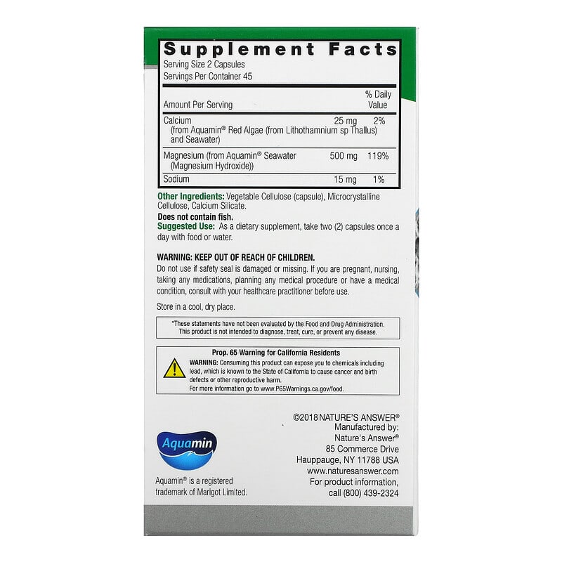 Nature's Answer Marine Based Magnesium  90 vcaps