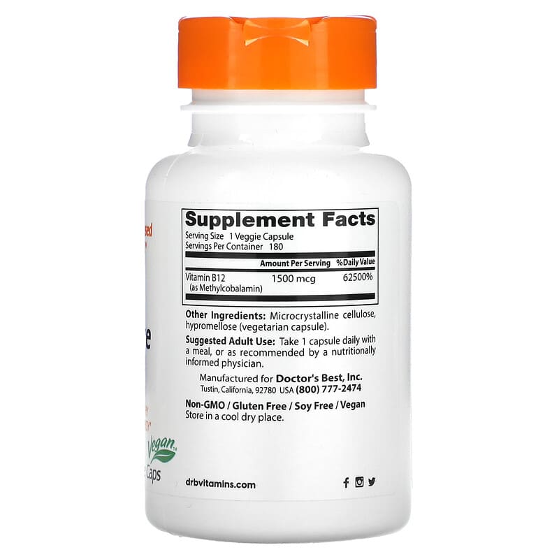 Doctor's Best Fully Active B12 (1500mcg)  180 vcaps