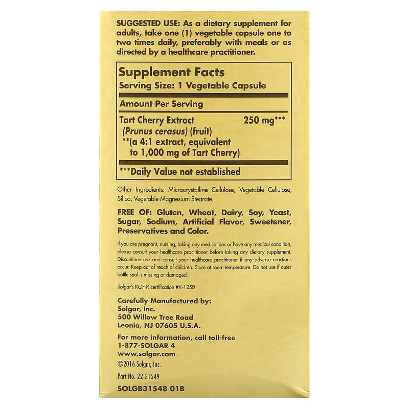 Solgar Tart Cherry Extract  90 vcaps