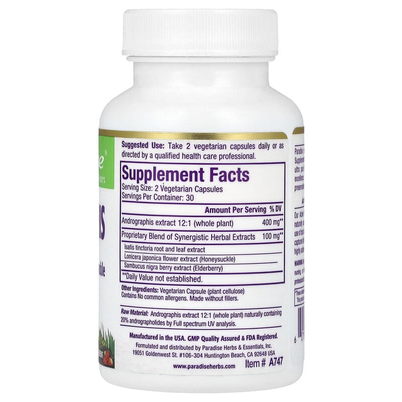 Paradise Herbs Andrographis  60 vcaps