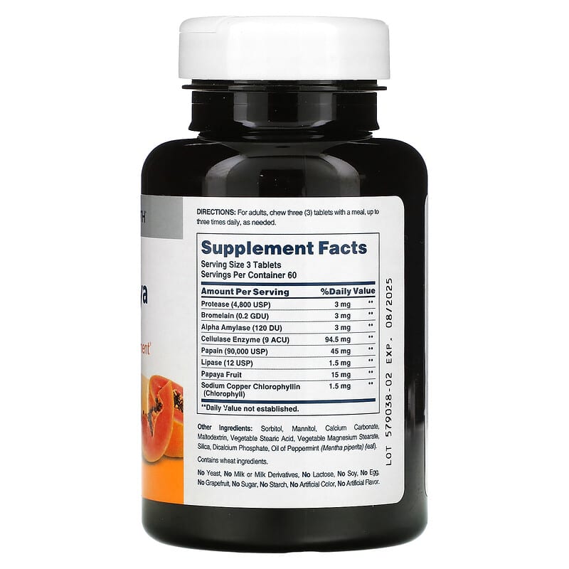 American Health Chewable Super Papaya Enzyme Plus  180 tabs