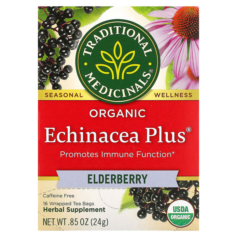 Traditional Medicinals Organic Seasonal Tea Echinacea Plus - Elderberry 16 pckts