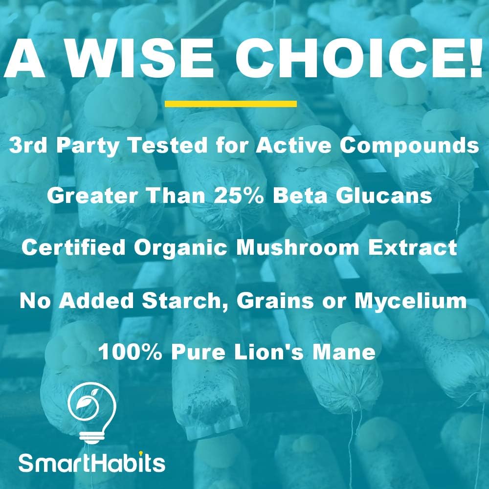 Smart Habits Organic Lion's Mane Mushroom (1000 mg) 60 vcaps