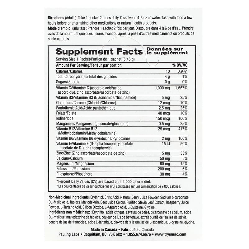 Pauling Labs Ener-C - Sugar Free Mixed Berry 30 pckts
