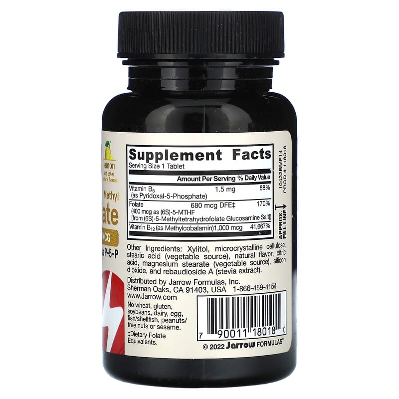 Jarrow Methyl B-12 & Methyl Folate Lemon 100 lzngs