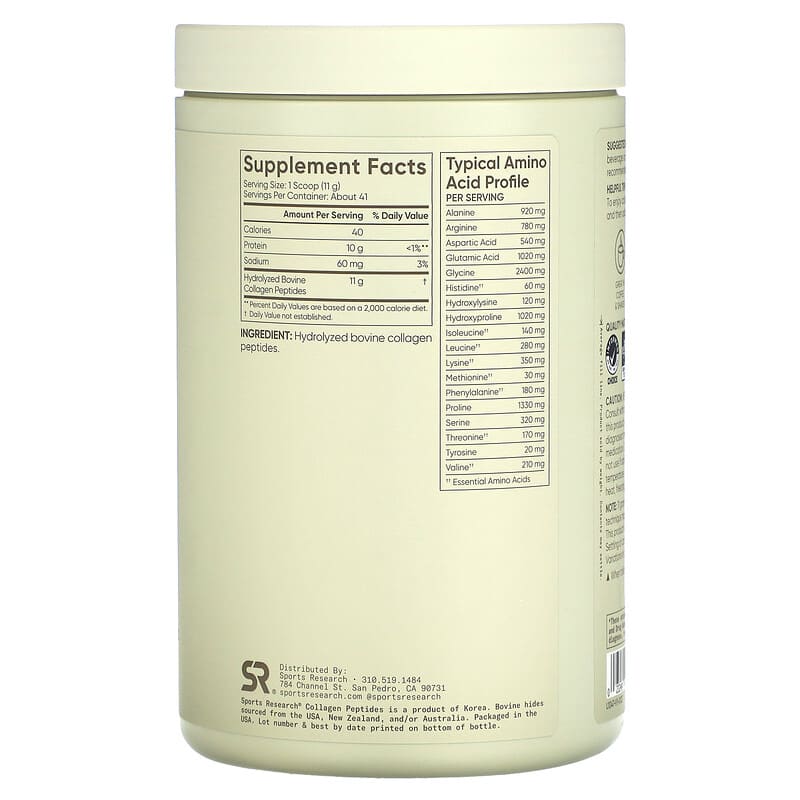 Sports Research Collagen Peptides Unflavored 16 oz