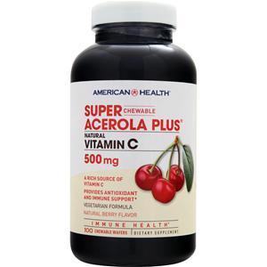 American Health Super Acerola Plus Natural Vitamin Chewable (500mg) Natural Berry 100 wafrs