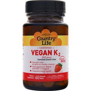 Country Life Vegan K2 (500mcg)  60 count