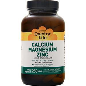 Country Life Calcium Magnesium Zinc with L-Glutamic Acid  250 tabs