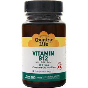 Country Life Vitamin B-12 (500mcg) Cherry 100 lzngs