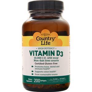 Country Life Vitamin D3 (10,000IU)  200 sgels