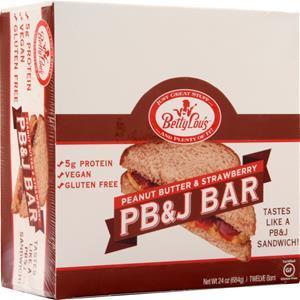 Betty Lou's Gluten Free PB&J Bar Peanut Butter & Strawberry 12 bars