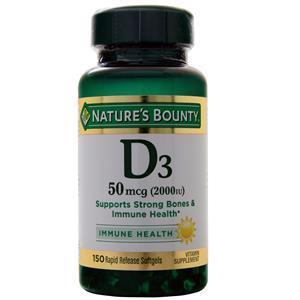 Nature's Bounty D3 (50mcg/2000IU)  150 sgels