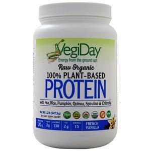 Natural Factors VegiDay - Raw Organic 100% Plant-Based Protein French Vanilla 547.5 grams