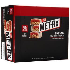 Met-Rx Big 100 Meal Replacement Bar Jelly Donut Crunch 9 bars