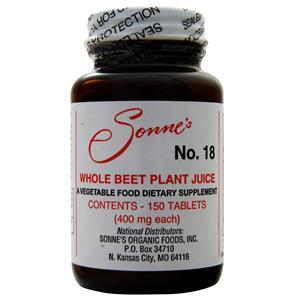 Sonne's Organic Foods Whole Beet Plant Juice No. 18  150 tabs