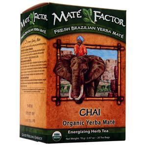 Mate Factor Organic Yerba Mate - Energizing Herb Tea Chai 20 pckts