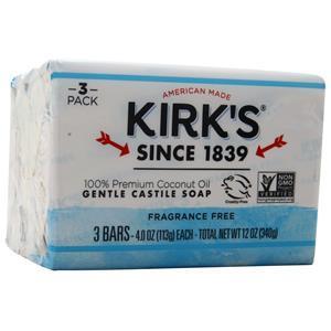 Kirk's Natural Gentle Castile Soap Fragrance Free 3 pack