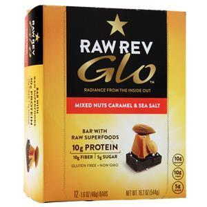 Raw Indulgence Raw Rev Glo Bar MixedNuts Caramel SeaSalt 12 bars