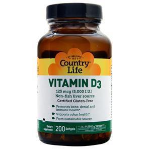 Country Life Vitamin D3 (5000IU)  200 sgels