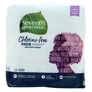 Seventh Generation Chlorine-Free Maxi Pads Overnight (with Wings) 14 pads