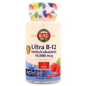 KAL Ultra B-12 Methylcobalamin (10,000mcg) Red Raspberry 30 tabs