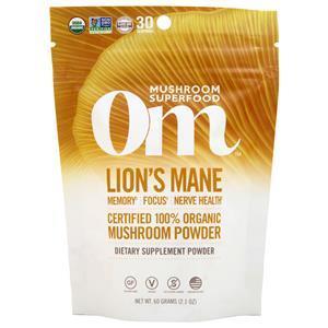 OM Mushroom Superfood Lion's Mane Mushroom Powder - Certified 100% Organic  60 grams