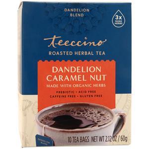 Teeccino Roasted Herbal Tea (Gluten Free) Dandelion Caramel Nut 10 pckts