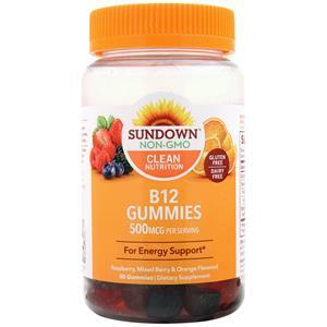 Sundown Naturals B12 Gummies Raspberry, Mixed Berry & Orange 50 gummy