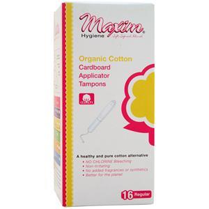 Maxim Hygiene Organic Cotton Cardboard Applicator Tampons Regular 16 count