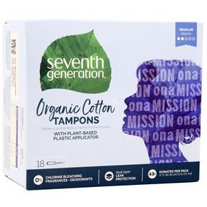 Seventh Generation Organic Cotton Tampons Regular with Applicator 18 count