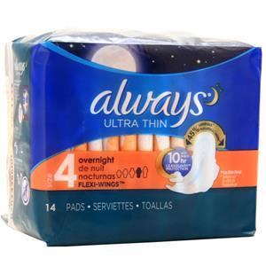 Always Ultra Thin Pads Size 4 - Overnight with Wings 14 pads