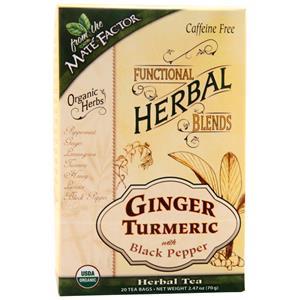 Mate Factor Functional Herbal Blends Herbal Tea Ginger Turmeric 20 pckts