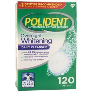 Polident Antibacterial Denture Cleanser Overnight Whitening 120 tabs