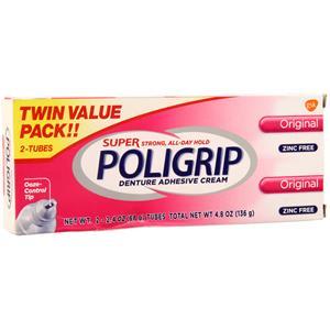 Poligrip Super Poligrip Denture Adhesive Cream Original 2 pack