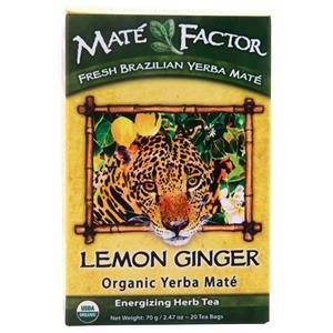 Organic Yerba Mate - Energizing Herb Tea Lemon Ginger 20 pckts