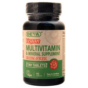 Vegan Multivitamin & Mineral Supplement - Iron Free Tiny Tablets 90 tabs